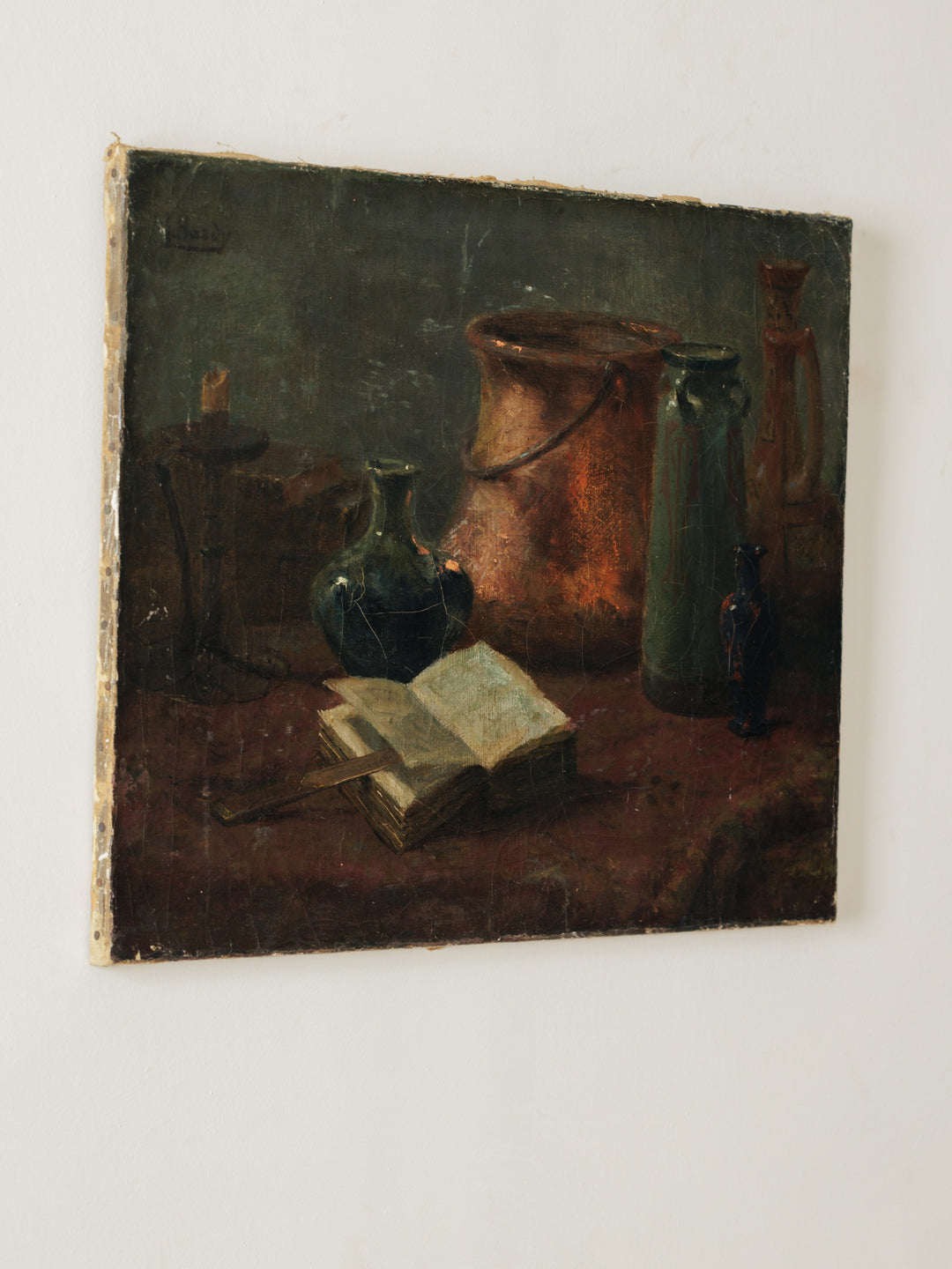 Antique Copper Cauldron Oil Painting