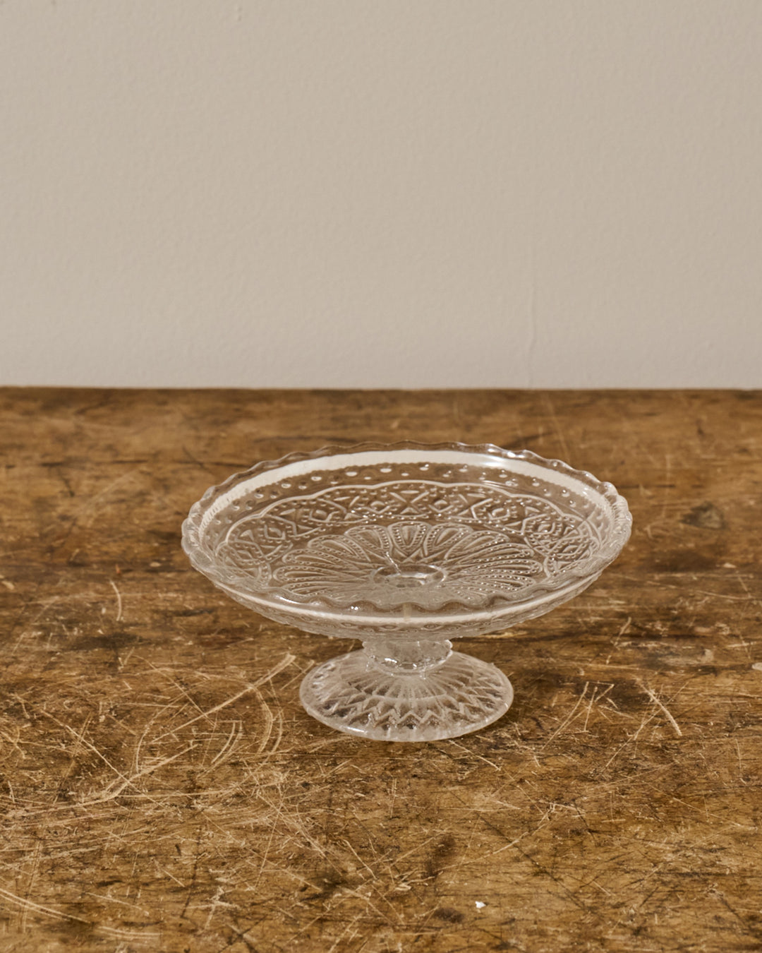 Vintage Glass Pedestal Dish - I