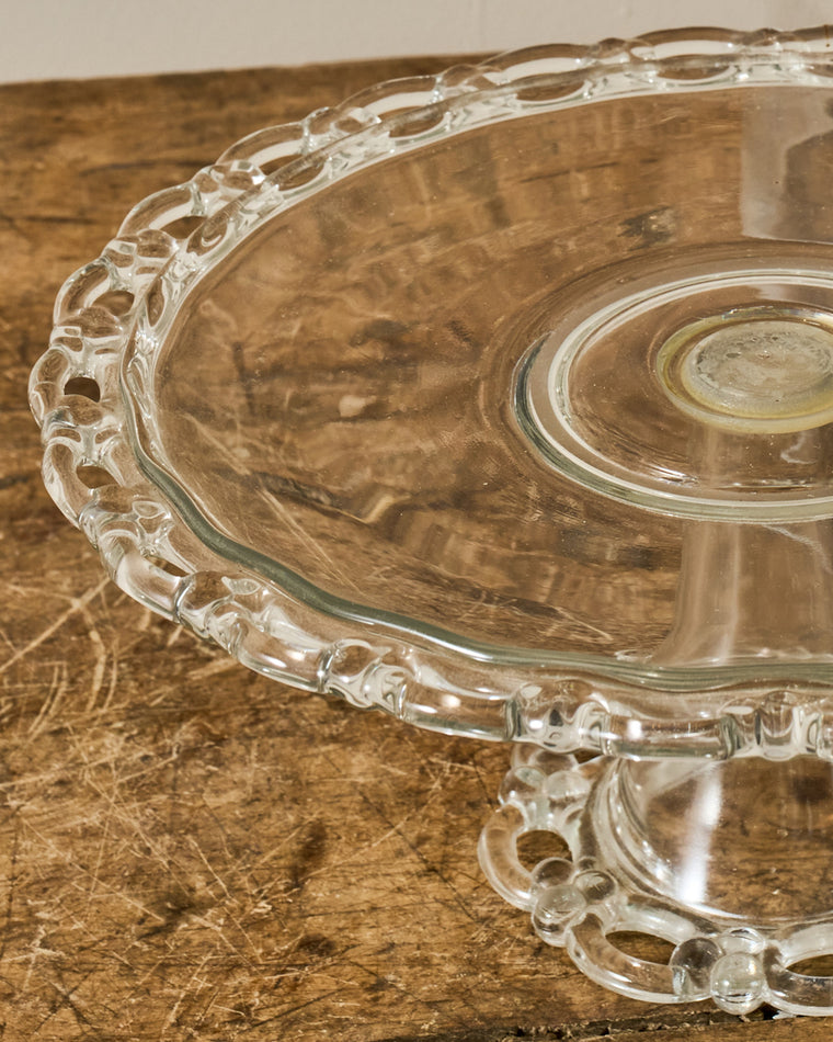 Vintage Glass Pedestal Dish with Cloche