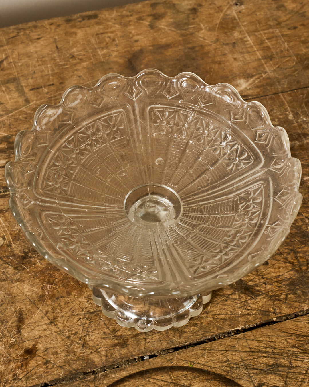 Vintage Glass Pedestal Dish - II