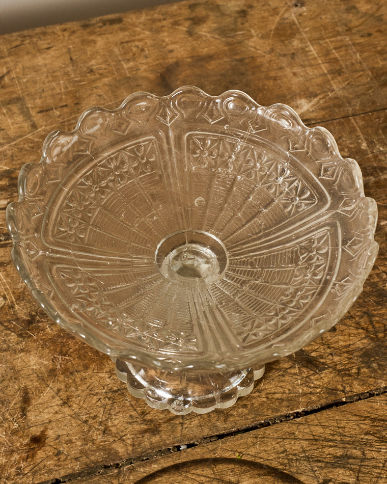Vintage Glass Pedestal Dish - II