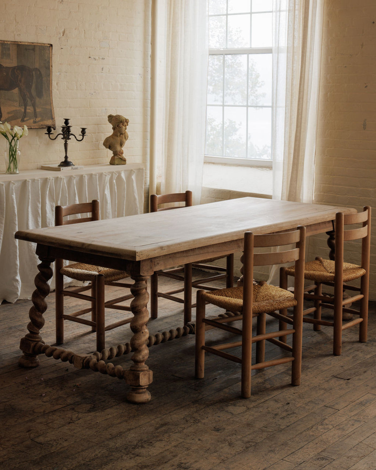 19th c. Oak Barley Dining Table