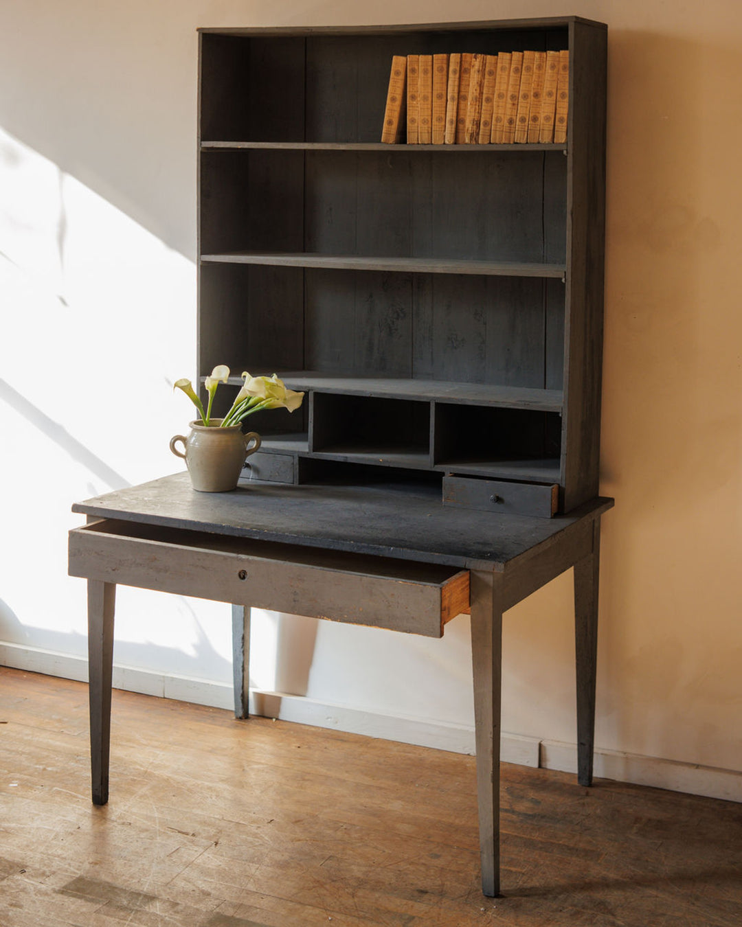 French Blue Desk with Hutch