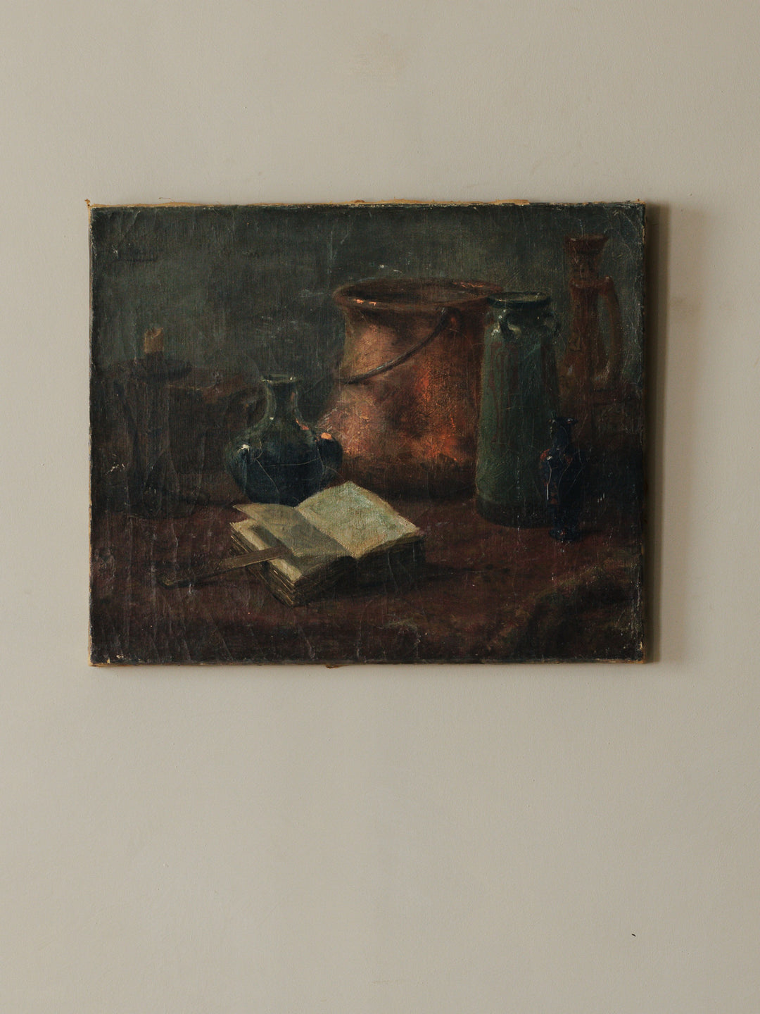 Antique Copper Cauldron Oil Painting
