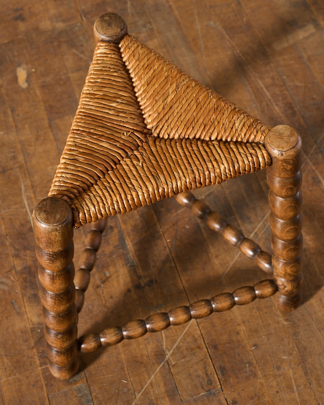 Midcentury Triangle Rush Stool