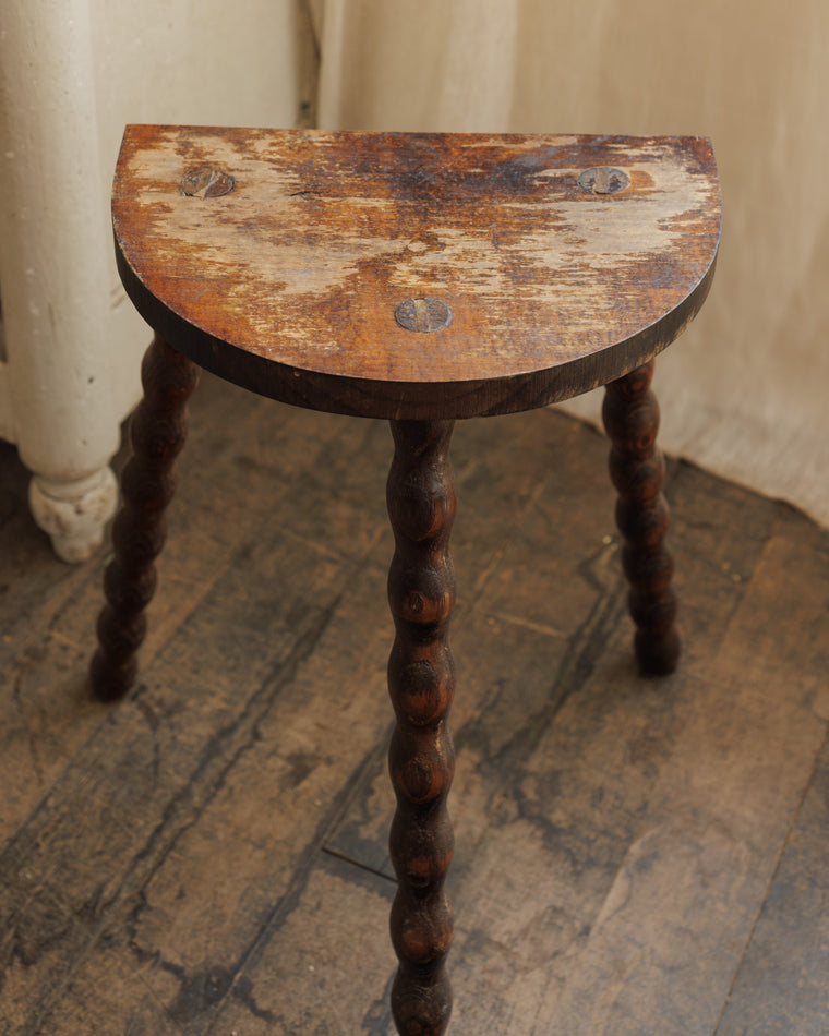 Distressed Bobbin Tripod Stool