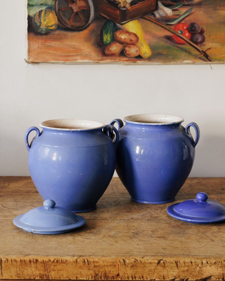 Blue Tolosane Pot with Lid