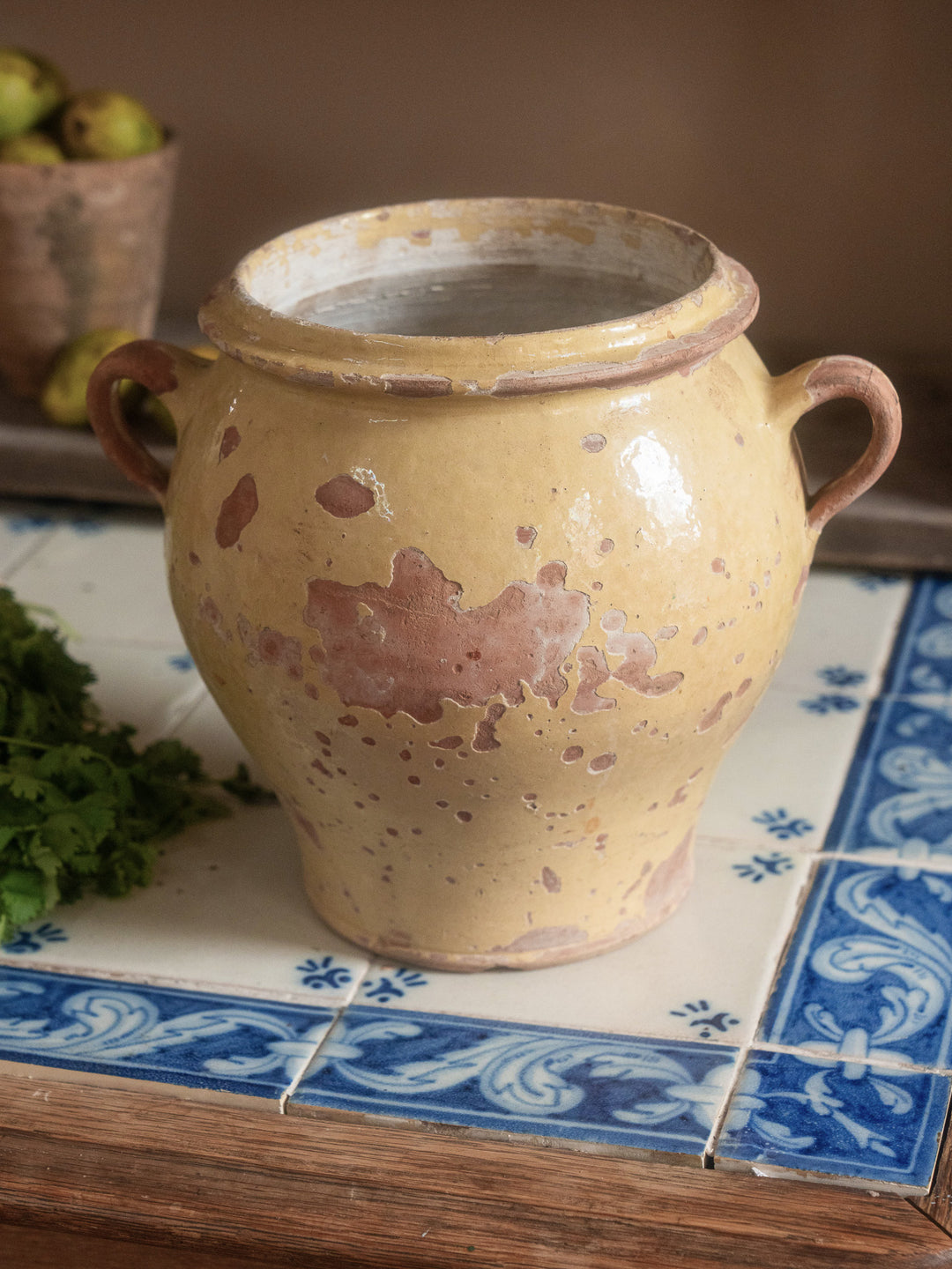 Antique Yellow Glaze Confit Pot