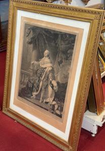 engraving of Louis XVI, framed in gold leaf