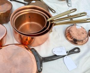 Set of 6 copper pans