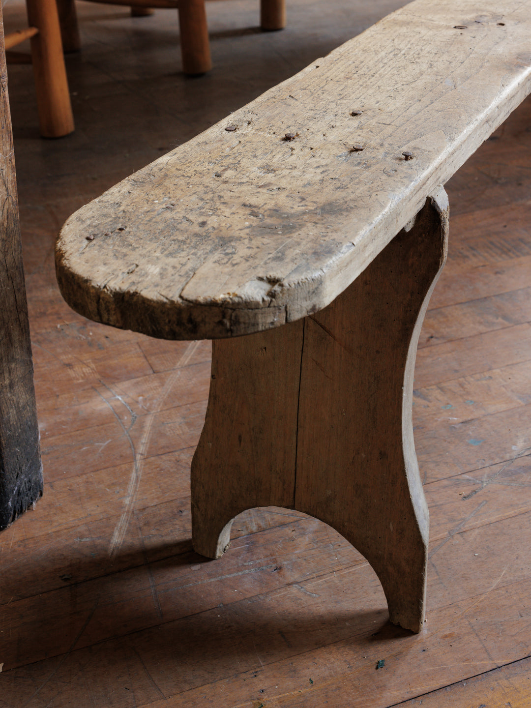 French Round Wood Bench