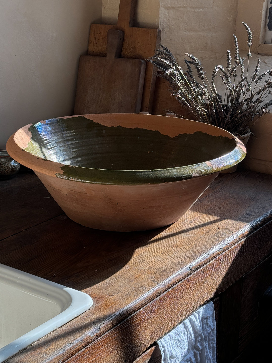 Terracotta Bowl, Green Glaze