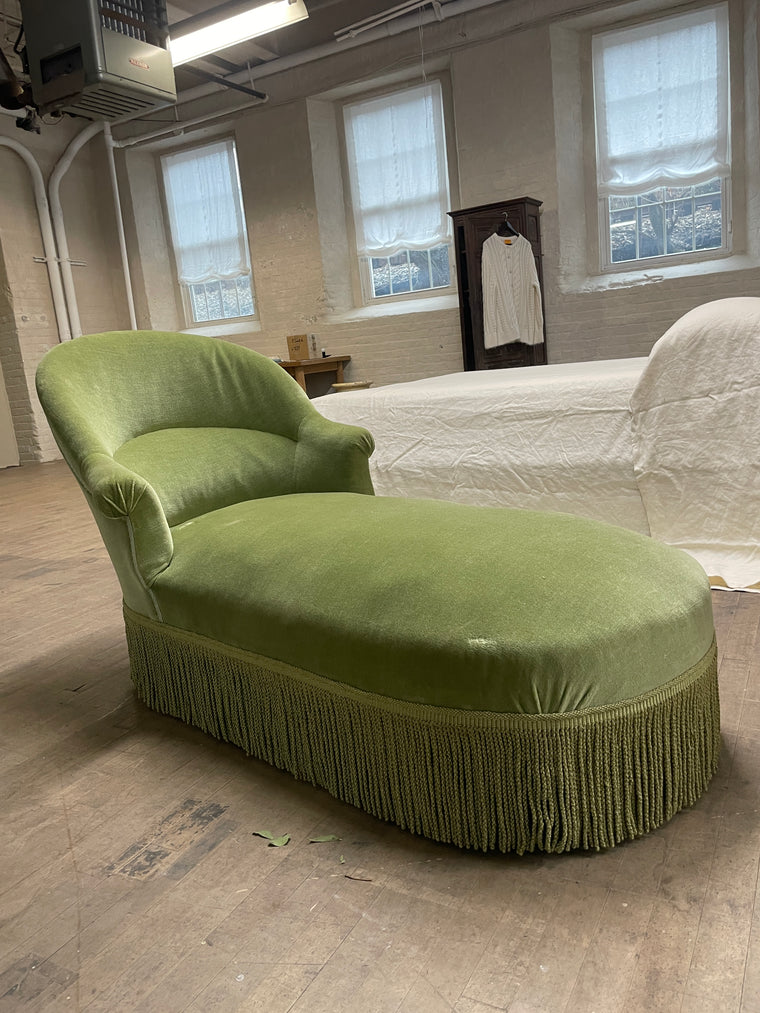 Green Velvet Napoleon Chaise