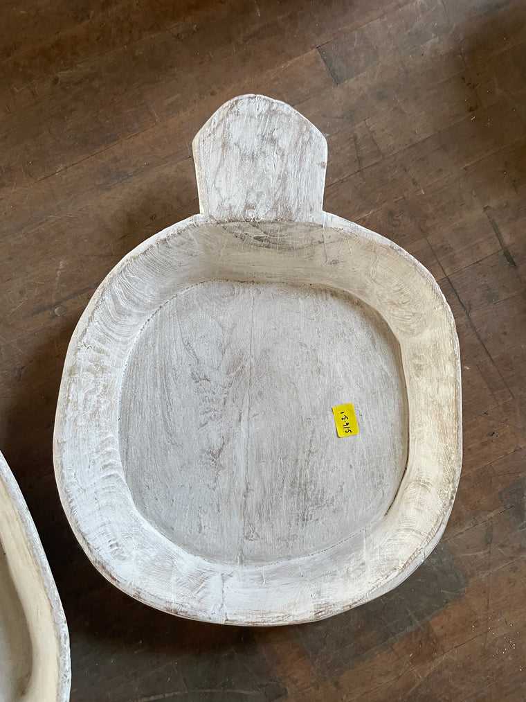 White Wood Parat Dish- Round