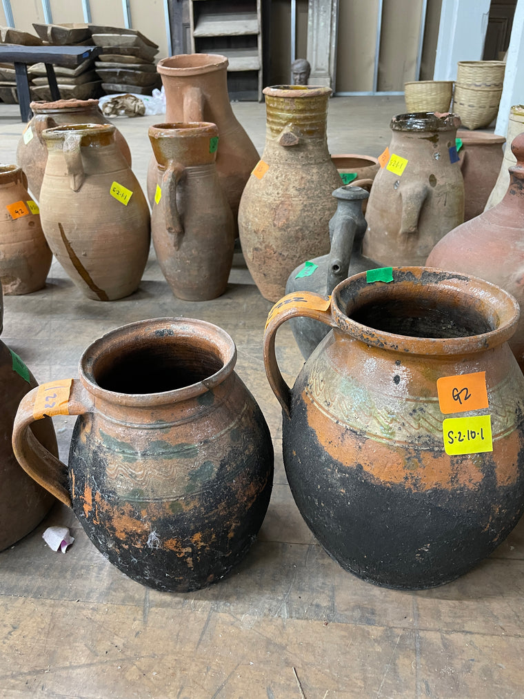 Hungarian Patina Terracotta Striped Pot