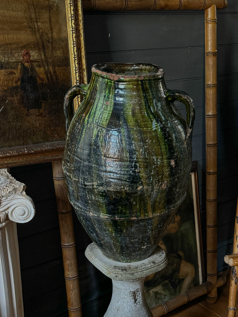 Green & Black Glazed Moroccan Jar