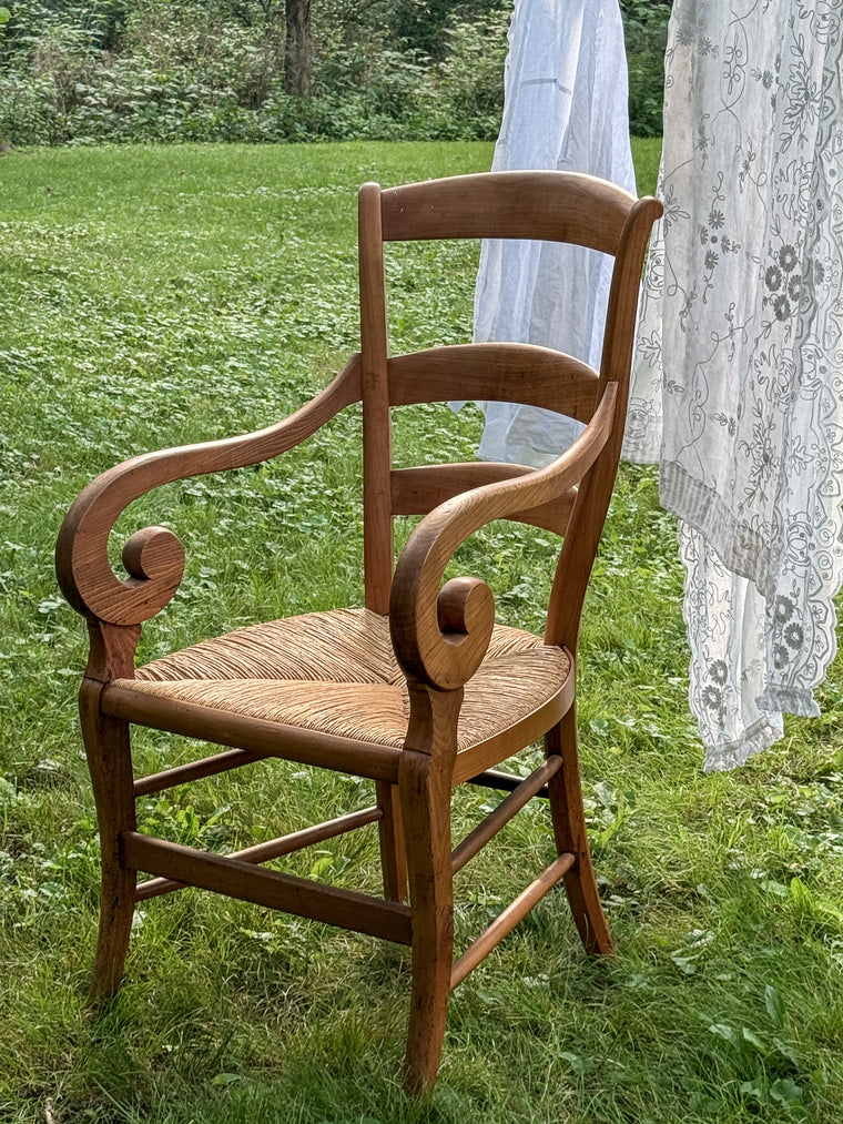 French Antique Rush Armchair