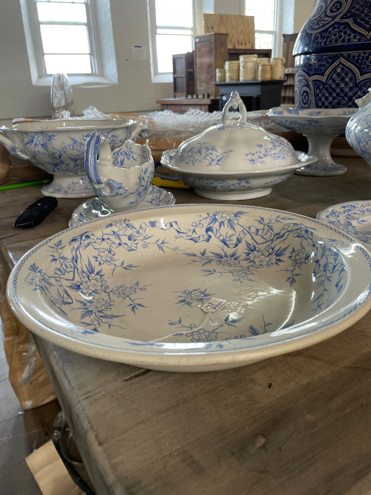 Epine U & C Blue & White Serving Bowl