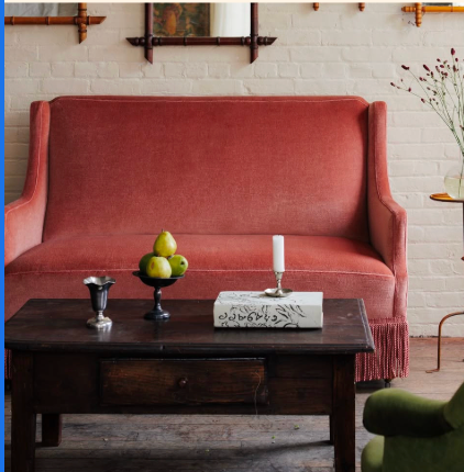 Rose Mohair Dutch Loveseat
