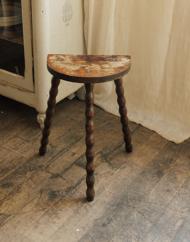 Distressed Bobbin Tripod Stool