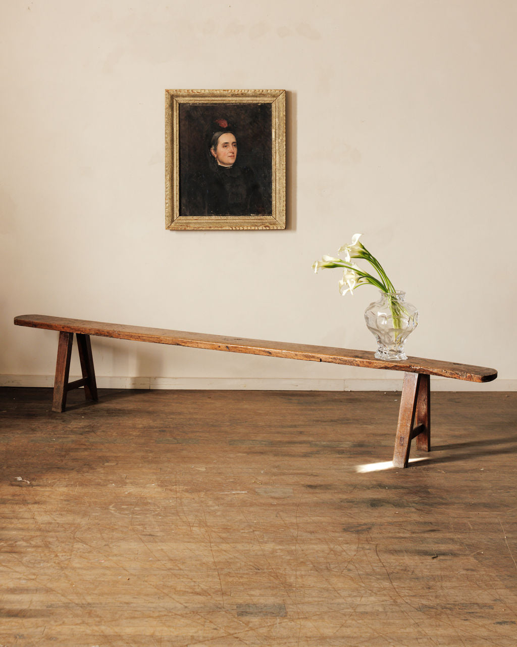 Long walnut bench