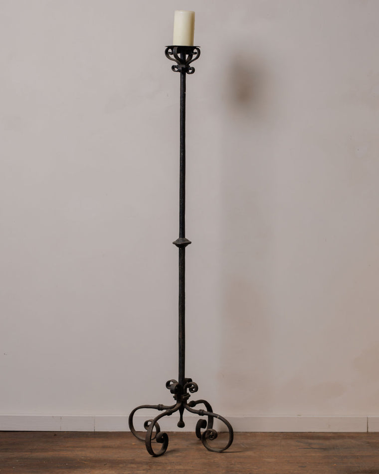 Tall Forged Iron Candlestick