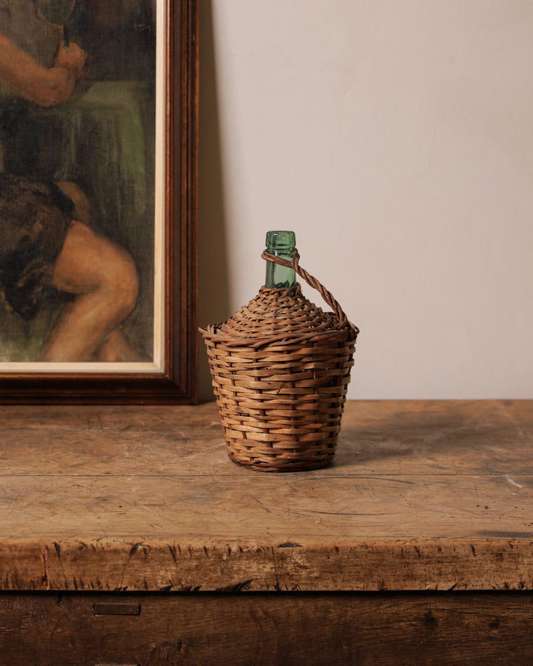 Straw Demijohn Glass Bottle - Small