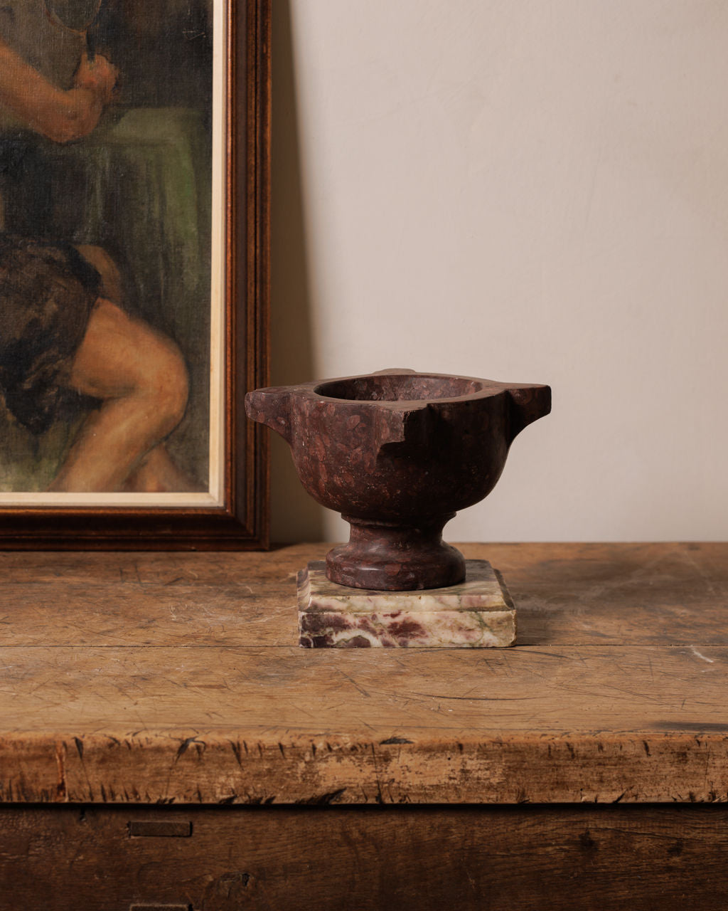 Rare Marble Mortar with Base