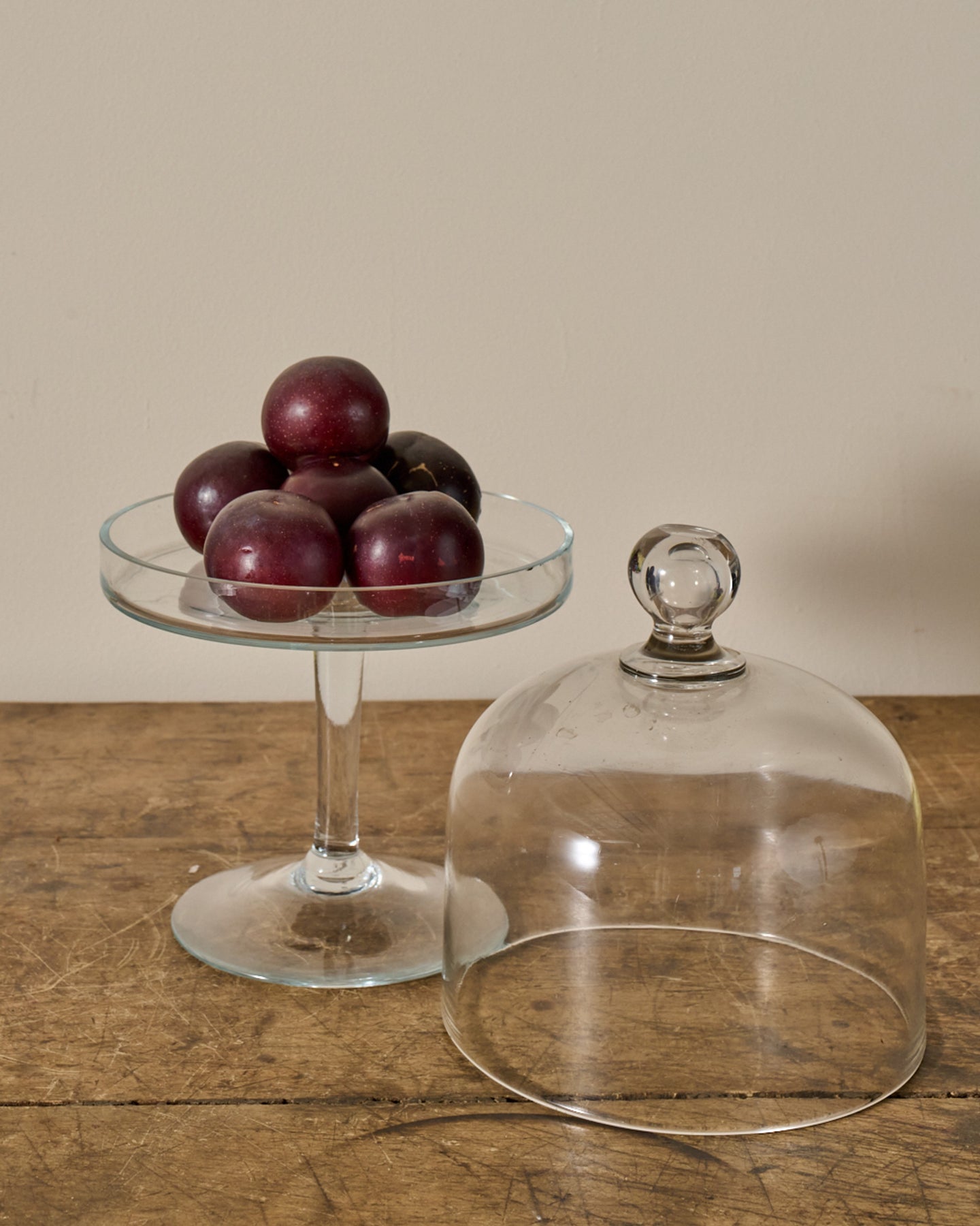 Vintage Glass Pedestal Set