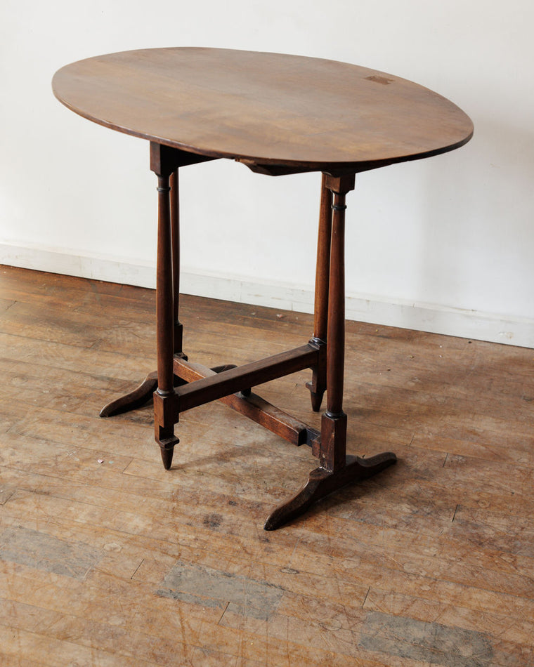 Dark Wood Oval Wine Tasting Table