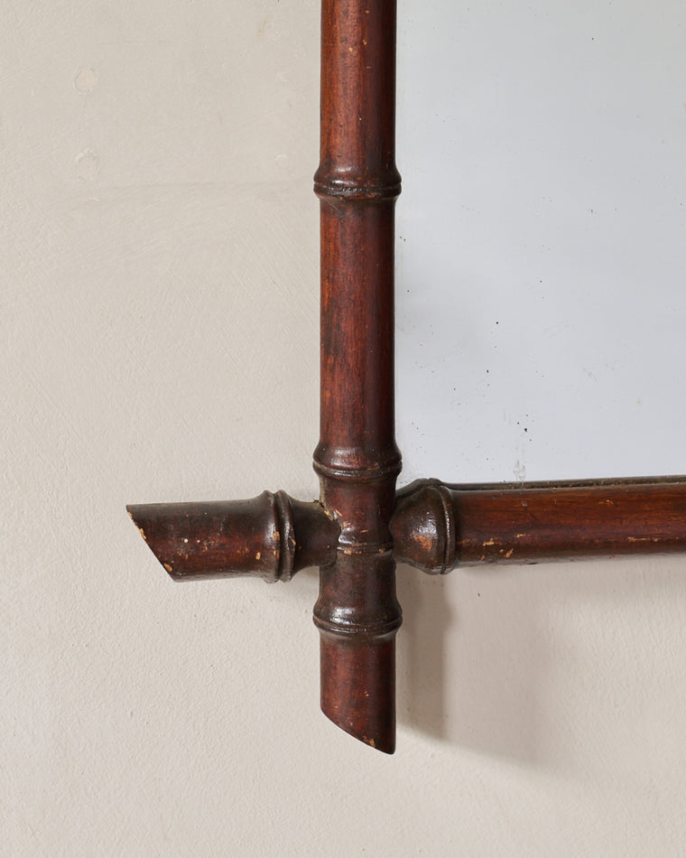 Faux Bamboo Mirror - Dark