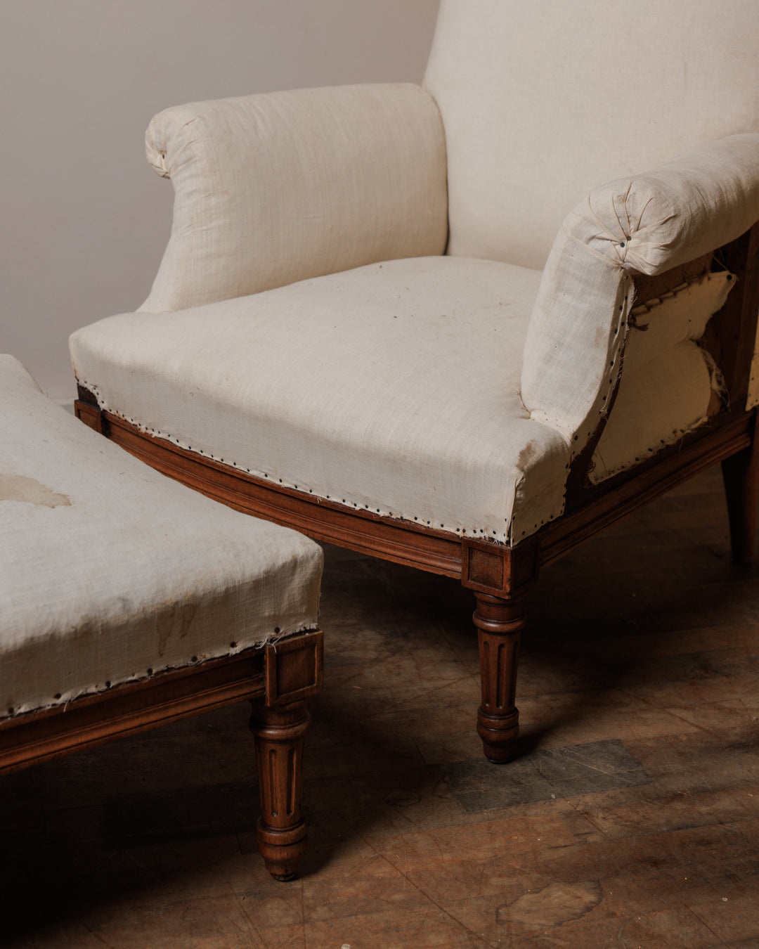 Rare Napoleon Chaise with Ottoman