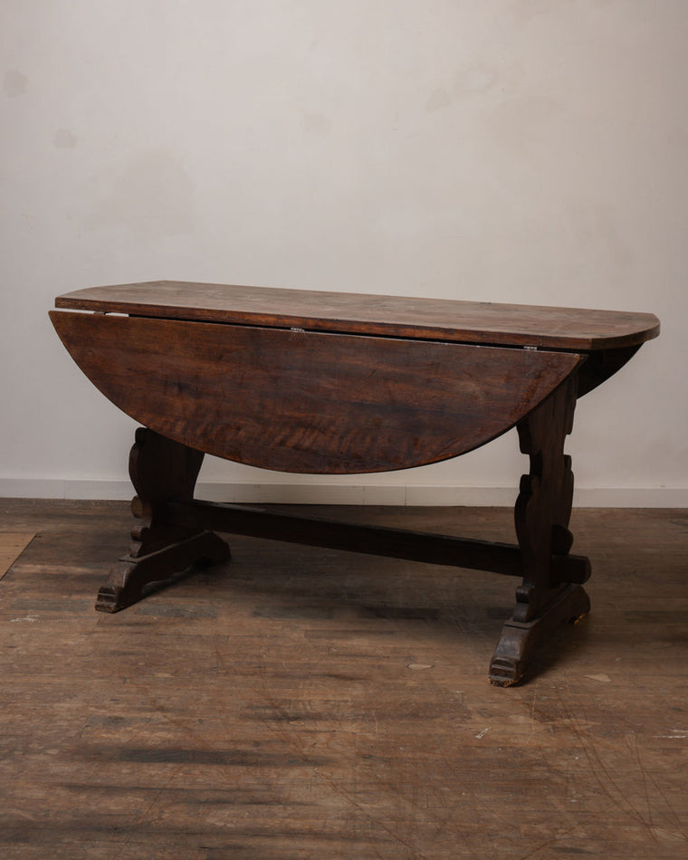 19th c. Oval Walnut Folding Table