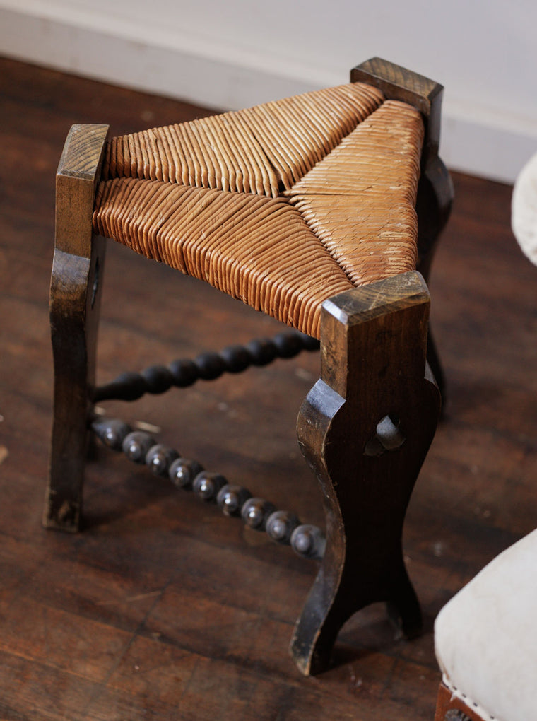 Rare Tripod Rush Stool