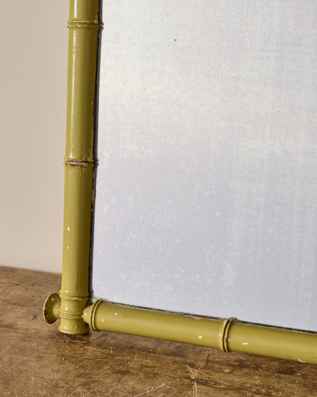 Green Faux Bamboo Mirror