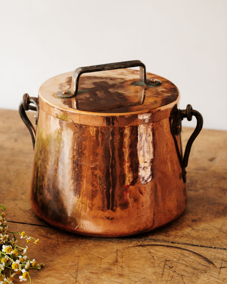 Antique Copper Pot with Handle