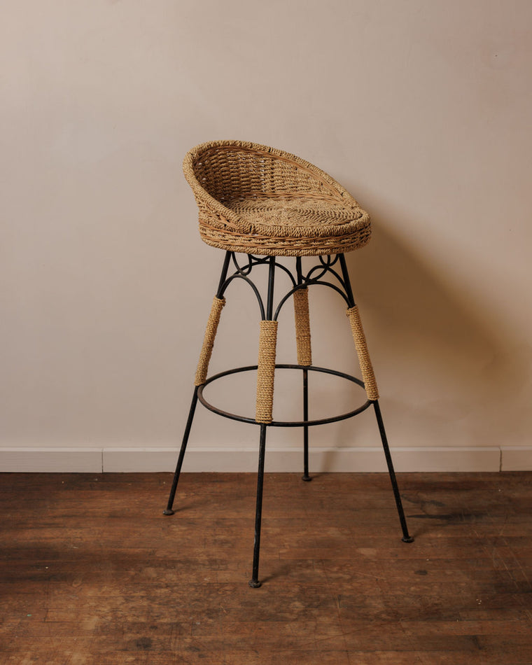 Hightop Rattan Stool - Pair