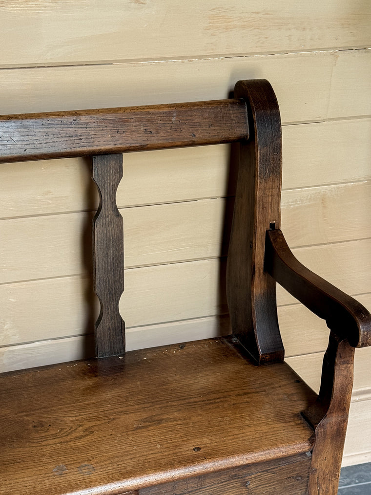 19th c. Antique French Bench with Drawer