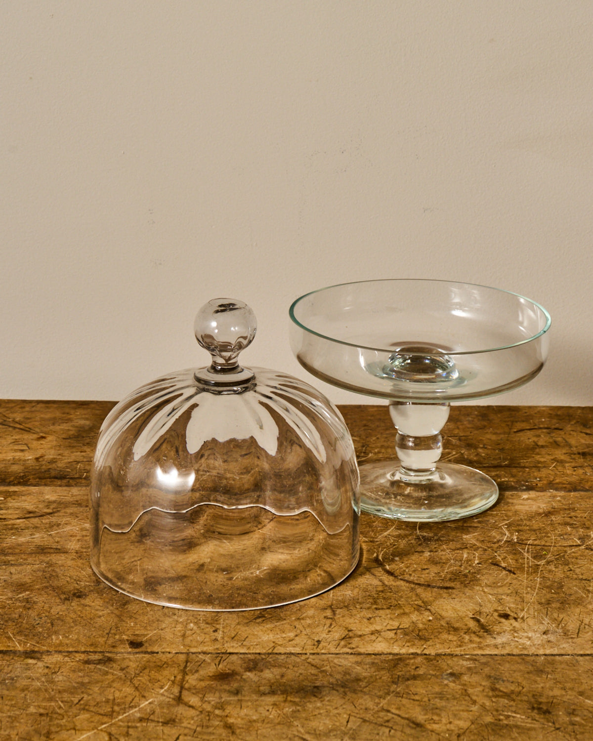 Vintage Glass Pedestal Set
