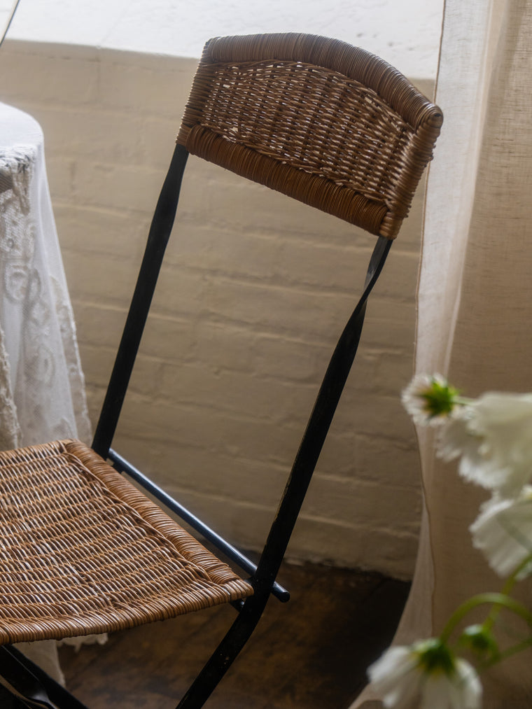 Pair - Midcentury Folding Rattan Chairs