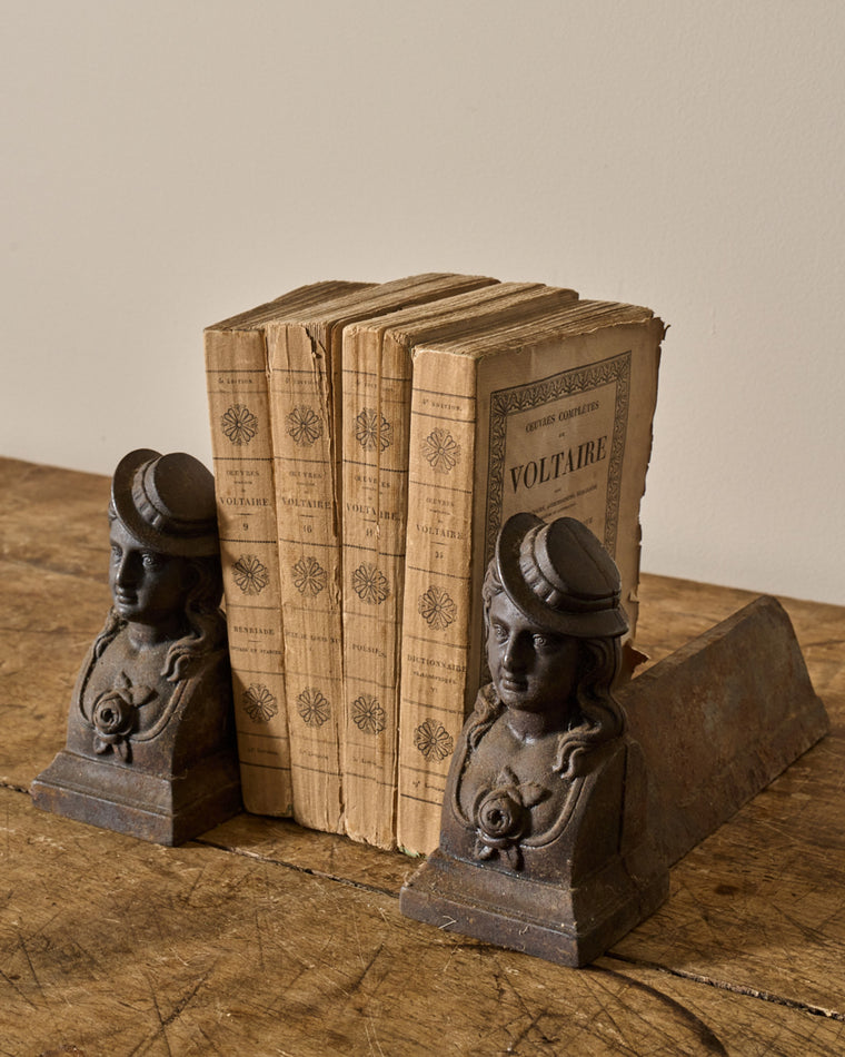 Fireplace Cast Iron Bookends - Mademoiselle