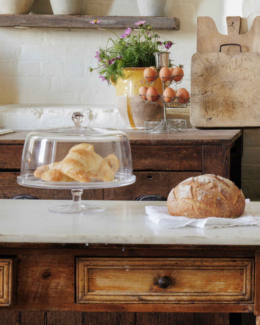 Vintage Glass Pedestal Dish with Cloche