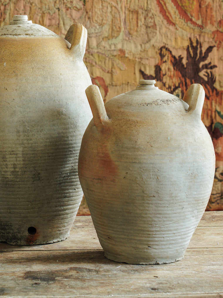 Two Handled French Olive Oil Jug