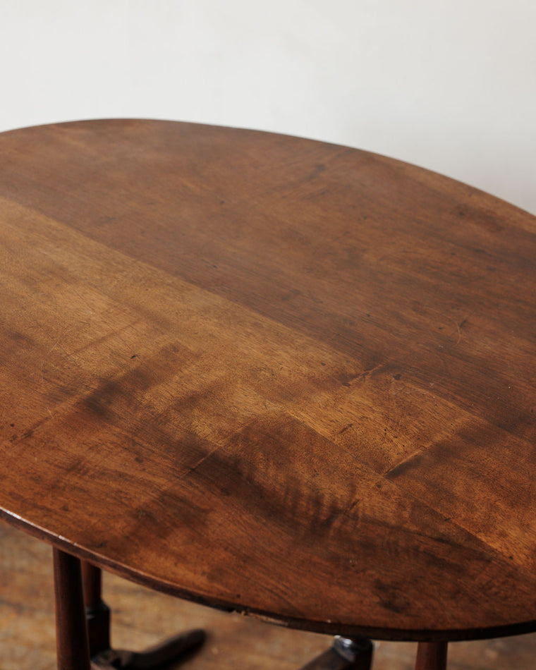 Dark Wood Oval Wine Tasting Table