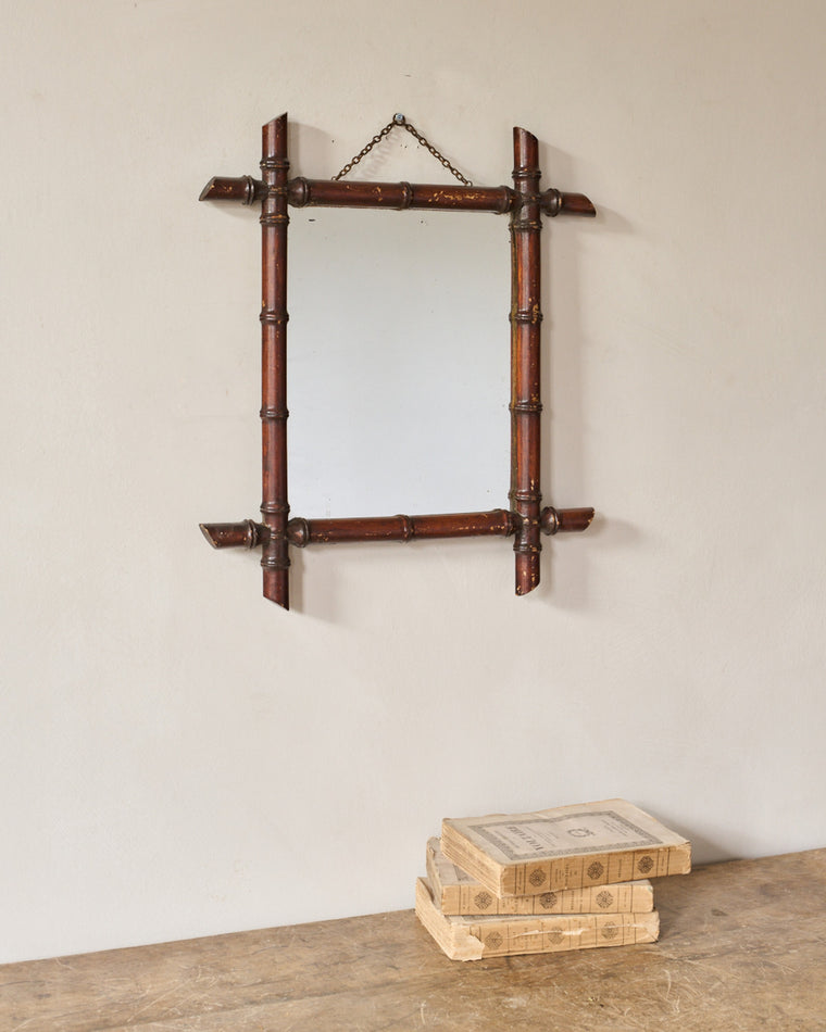 Faux Bamboo Mirror - Dark
