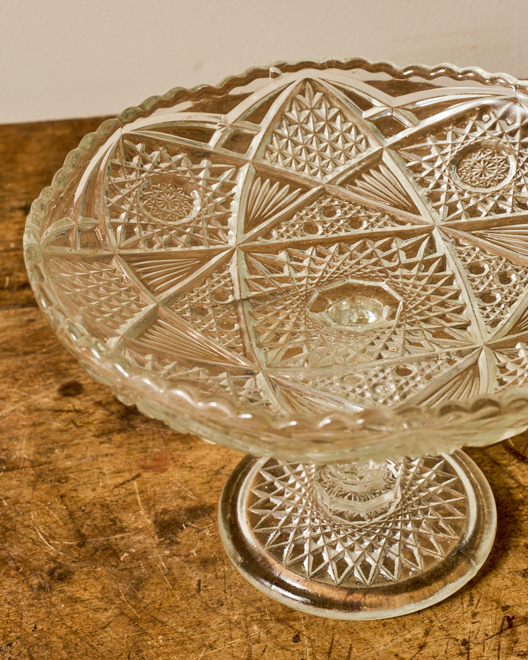 Vintage Glass Pedestal Dish - I