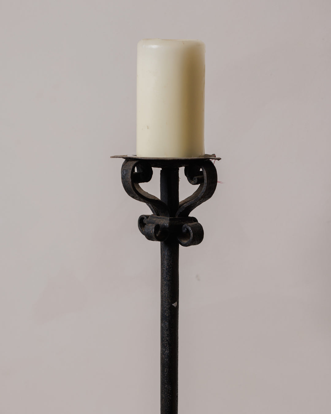 Tall Forged Iron Candlestick