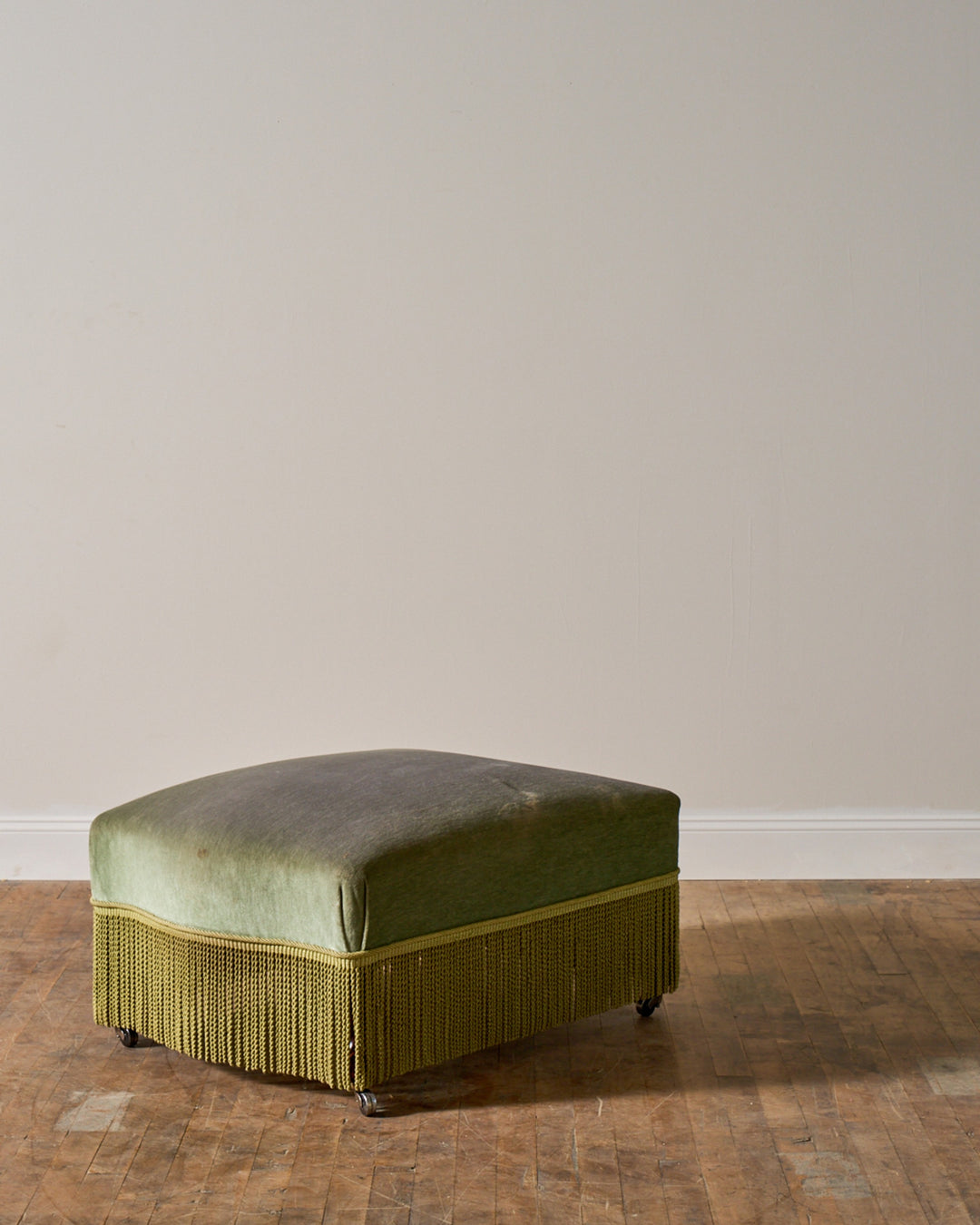 19th c. Napoleon III Green Armchair & Ottoman