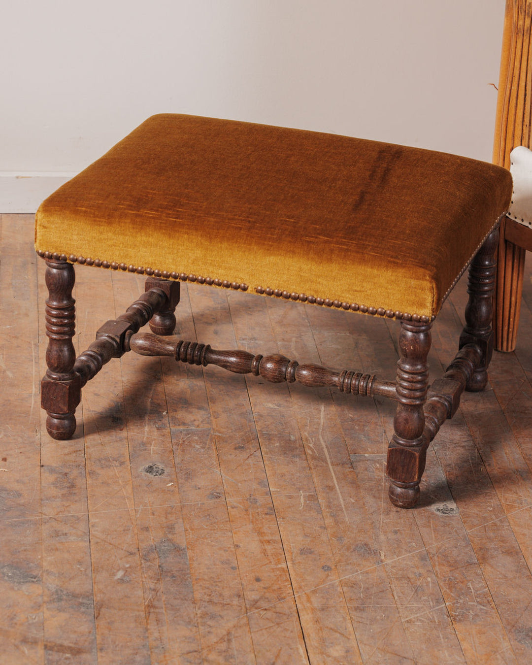 Mustard Velvet Foot Stool