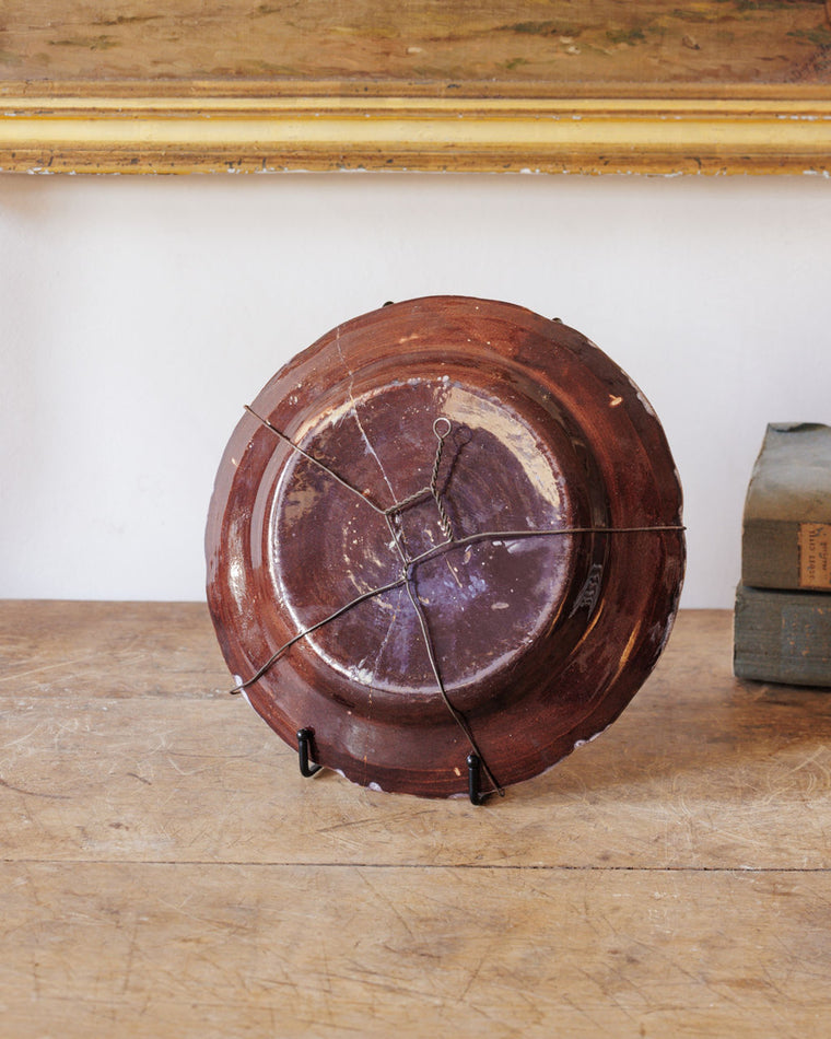 18th c. Cul Noir Plate - Round